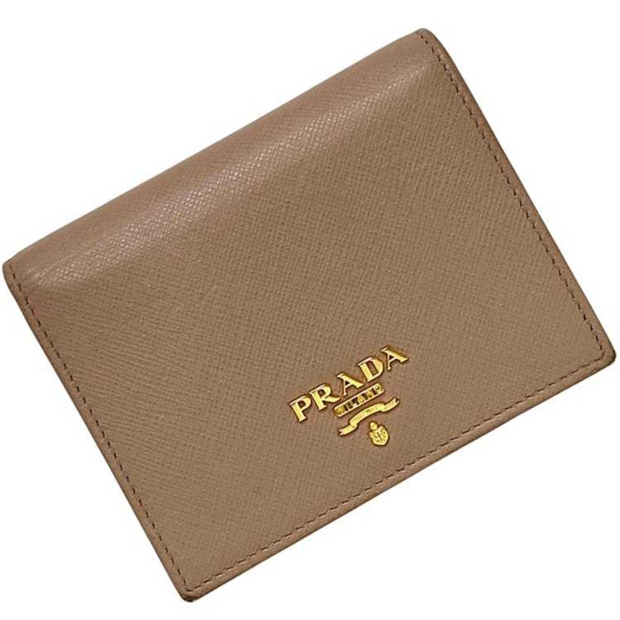 Prada Bifold Wallet Ec-25090 Beige 1mv204 Saffiano Leather 62 B Prada Compact...